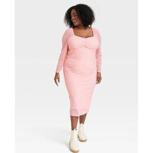 House of Aama Black History Sweetheart Pink Polka Dot Mesh Dress Sz XXL 2X Plus